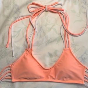 Forever 21 Size S VERY strappy swim top in salmon
